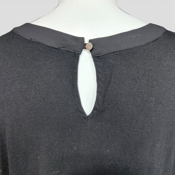 Papermoon Womens Blouse Shirt Top Pullover Keyhole Neckline Cap Sleeve Black 2X - Picture 4 of 7